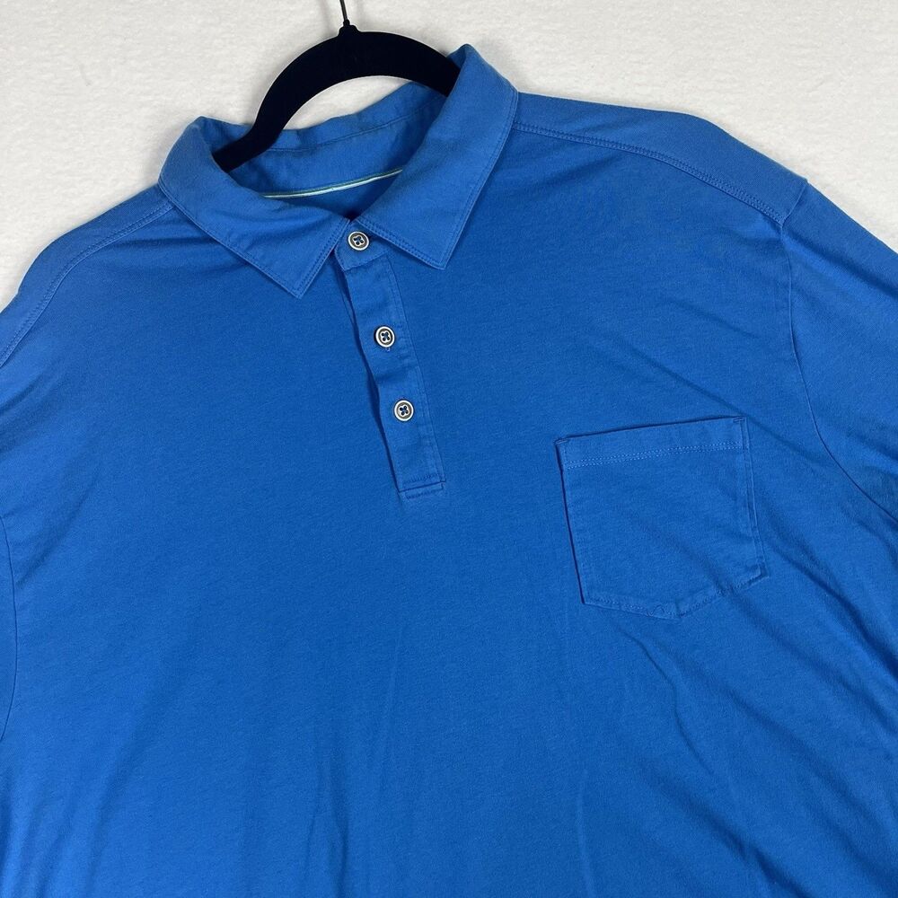 Tommy Bahama Shirt Mens XL Blue Short Sleeve Polo Cotton Blend Pocket Logo